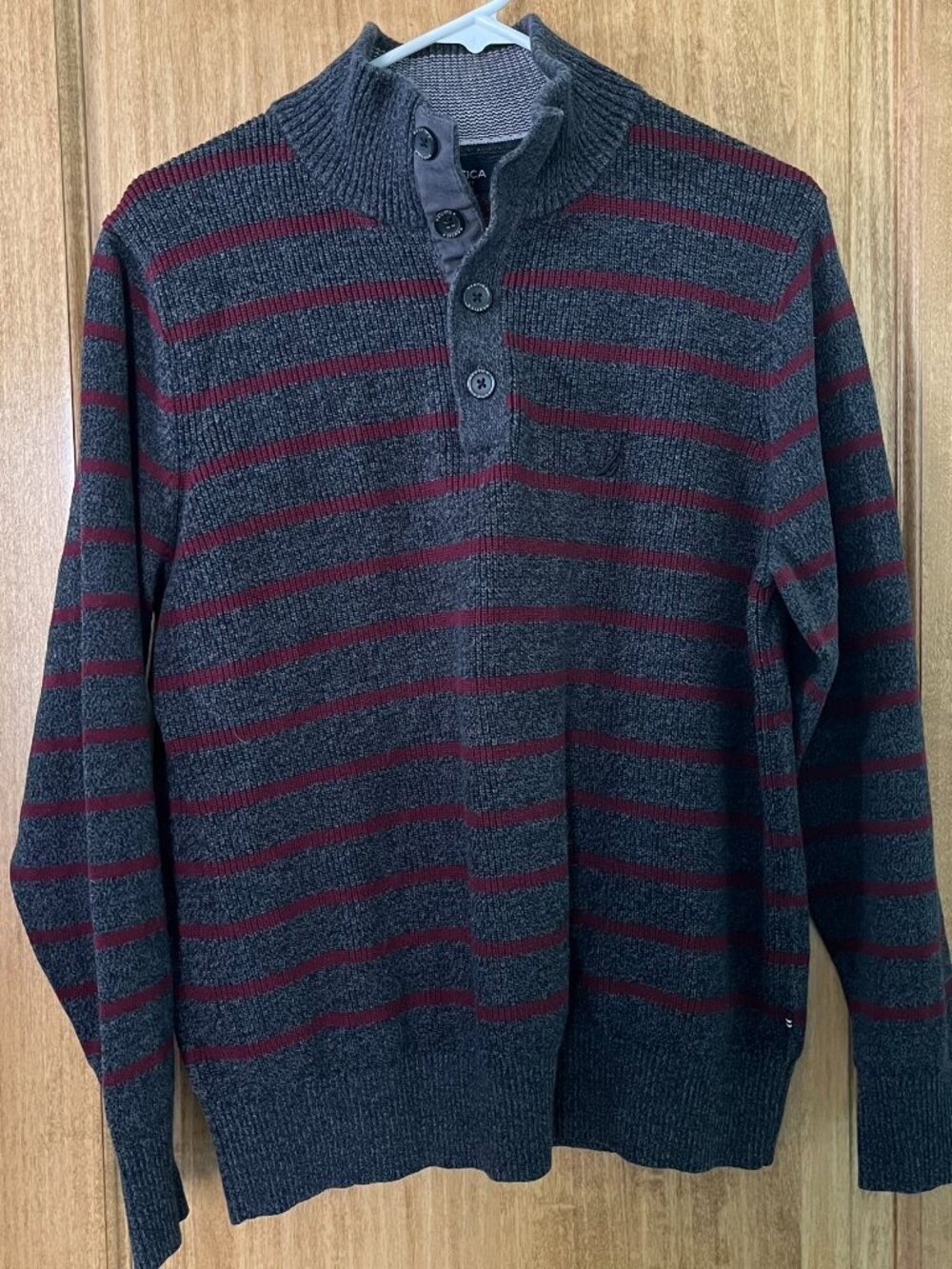 Nautica | Men’s 100% Cotton Mock Neck Striped Sweater | Size M